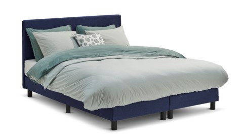 Boxspring Illinois vlak met Bridge matras, blauw