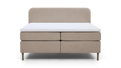 Boxspring Round vlak met gestoffeerd matras, taupe