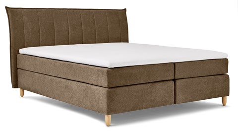 Boxspring Edge vlak met gestoffeerd matras, bruin