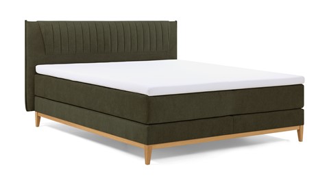 Boxspring Nove vlak met gestoffeerde matras, donkergroen