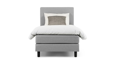 Boxspring California vlak met gestoffeerd matras 1-persoons, lichtgrijs