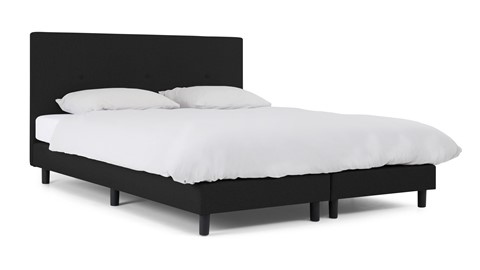 Boxspring Illinois vlak met Bridge matras 2-persoons, zwart