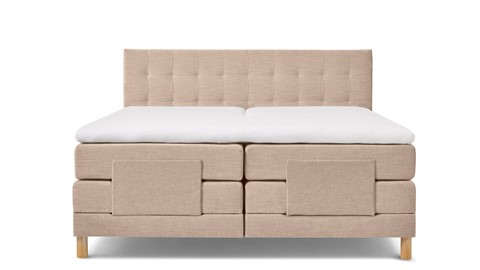 Boxspring Grid verstelbaar met gestoffeerd matras, beige