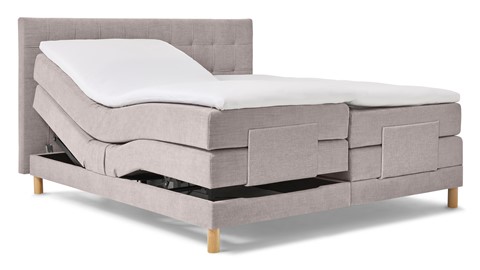 Boxspring Grid verstelbaar met gestoffeerd matras, grijs