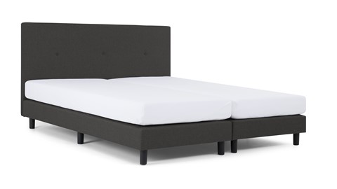 Boxspring Illinois vlak met Bridge matras 2-persoons, donkergrijs