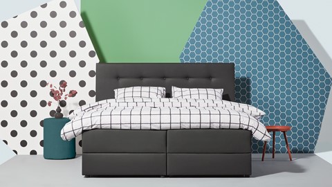 Opbergboxspring Ted met topper Luxe HR, antraciet