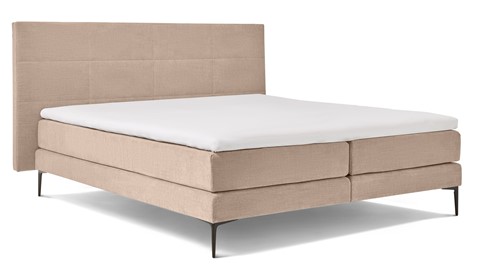 Boxspring Blocks vlak met gestoffeerd matras, beige