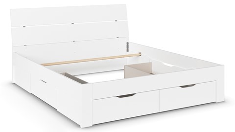 Bed Nori met hoofdbord en 4 opbergladen, alpine wit