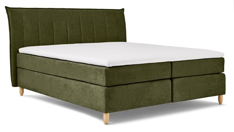 Boxspring Edge vlak met gestoffeerd matras, groen