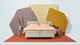 Boxspring Round vlak met gestoffeerd matras, beige