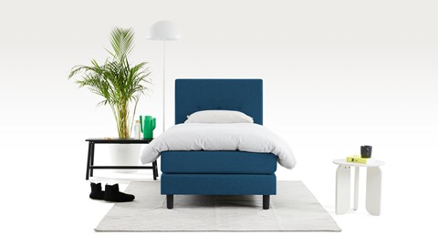 Boxspring Illinois vlak met gestoffeerd matras 1-persoons, blauw