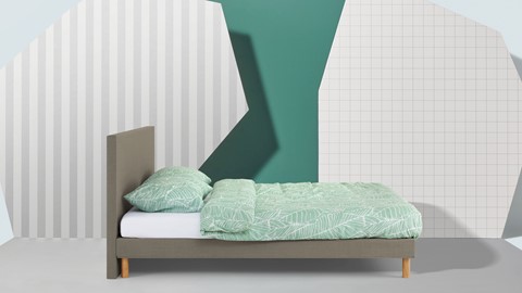 Bed Ease inclusief hoofdbord en matras, olijfgroen