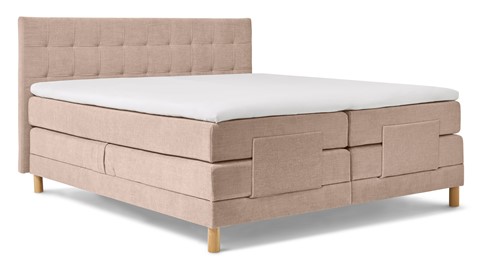 Boxspring Grid verstelbaar met gestoffeerd matras, beige