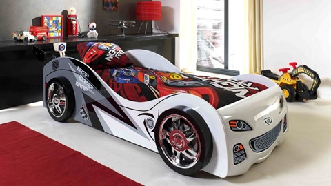 Bed Brap Brap raceauto, wit