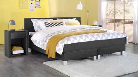 Box Kerry deluxe vlak met gestoffeerd matras, charcoal