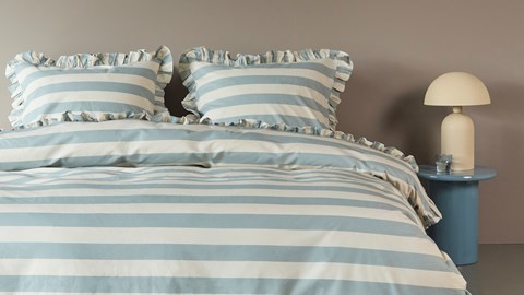 Dekbedovertrek Striped Ruffle, blue