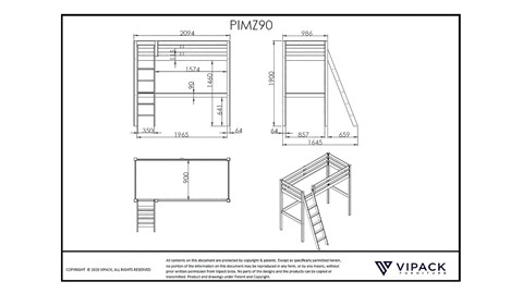 Hoogslaper Pino Mezzanine, wit