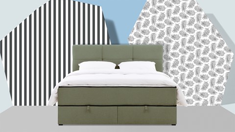 Opbergbed Mani met gestoffeerd matras, donkergroen monte