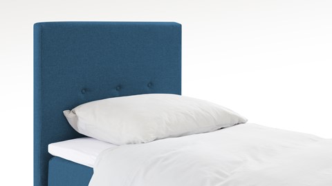 Boxspring Illinois vlak met gestoffeerd matras 1-persoons, blauw
