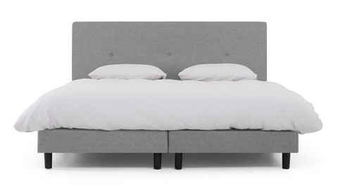 Boxspring Illinois vlak met Bridge matras 2-persoons, lichtgrijs