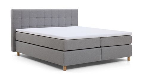 Boxspring Grid vlak met gestoffeerd matras, donkergrijs