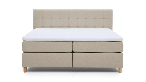 Boxspring Grid vlak met gestoffeerd matras, beige