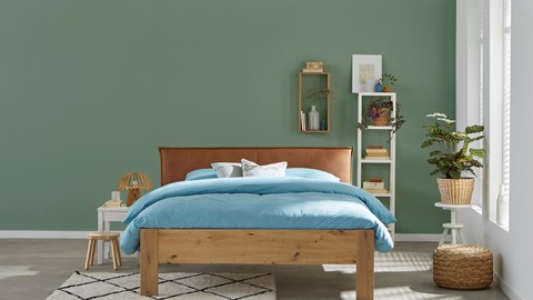 Bed Space met lederlook hoofdbord, eiken + bruin