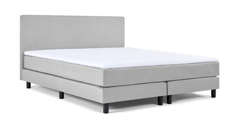 Boxspring Boston vlak met gestoffeerde matrassen, lichtgrijs