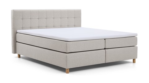 Boxspring Grid vlak met gestoffeerd matras, lichtgrijs