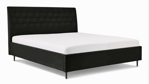 Bed Luxe met hoofdbord Button, zwart