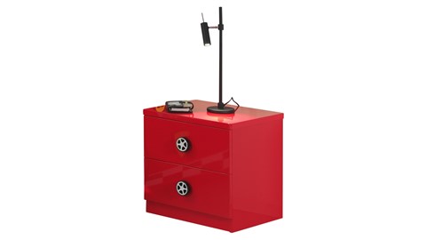 Nachtkast Monza met 2 laden, rood