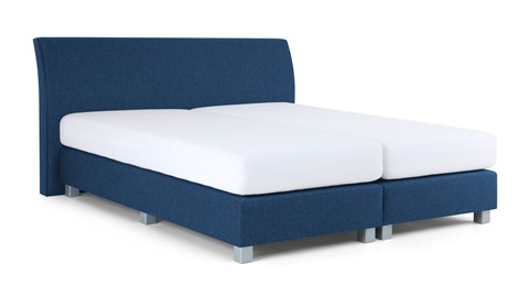 Boxspring Morero vlak met polyether matras, blauw