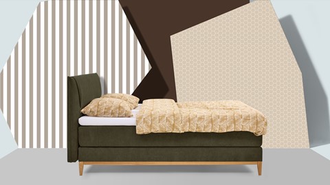 Boxspring Nove vlak met gestoffeerde matras, donkergroen