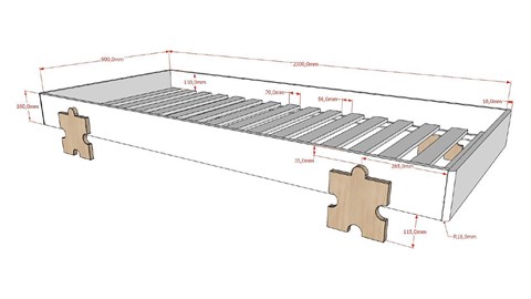 Bed Modulo puzzle, wit