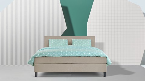 Box Lowen Plus vlak met gestoffeerd matras, grey beige