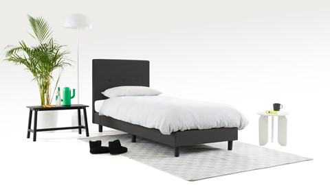 Boxspring Illinois vlak met Bridge matras 1-persoons, donkergrijs