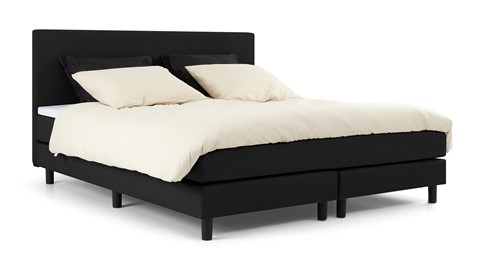 Boxspring Boston vlak met gestoffeerde matrassen, zwart