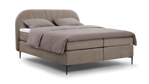 Boxspring Scallop vlak met gestoffeerd matras, taupe