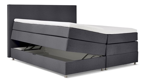 Opbergboxspring Square met gestoffeerde matras., zwart