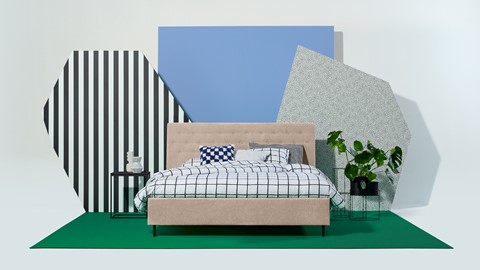 Bed Luxe met hoofdbord Button, grijs