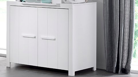 Commode Erik met 2 deuren en opzetstuk, wit