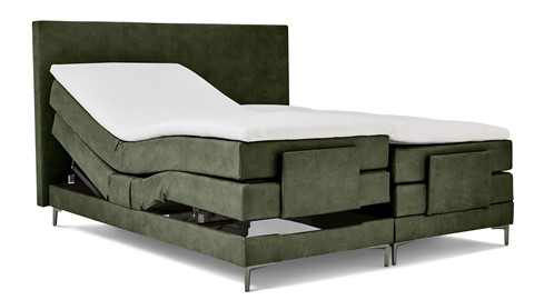 Boxspring Broad verstelbaar met gestoffeerd matras, groen