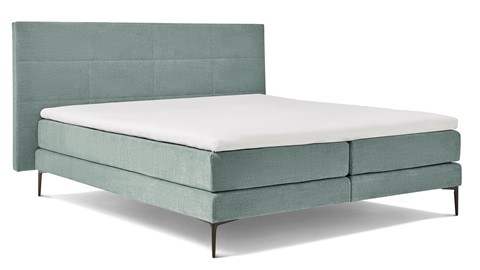 Boxspring Blocks vlak met gestoffeerd matras, mintgroen