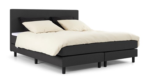 Boxspring Boston vlak met gestoffeerde matrassen, donkergrijs
