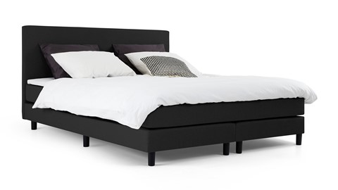 Boxspring California vlak met gestoffeerd matras 2-persoons, zwart