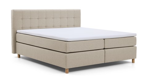 Boxspring Grid vlak met gestoffeerd matras, beige
