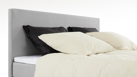 Boxspring Boston vlak met gestoffeerde matrassen, lichtgrijs