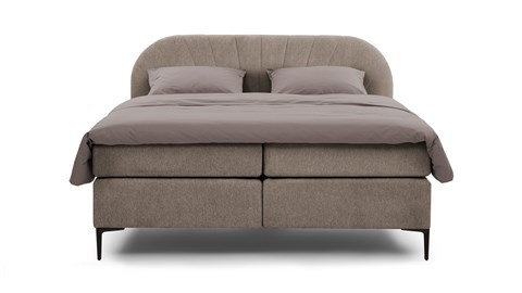 Boxspring Scallop vlak met gestoffeerd matras, taupe