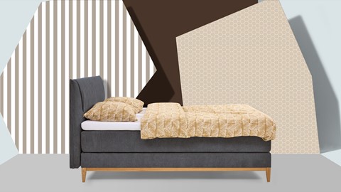 Boxspring Nove vlak met gestoffeerde matras, donkergrijs