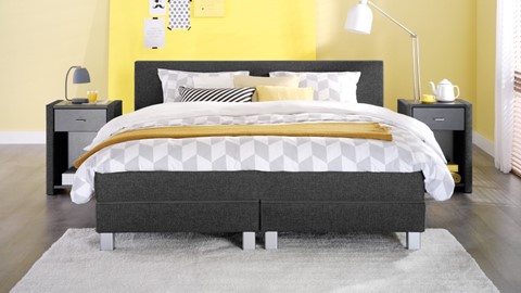 Box Kerry deluxe vlak met gestoffeerd matras, charcoal